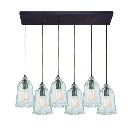 Elk Lighting Hand Formed Glss 6-Lght Rectangular Pndnt Brnz w/Clr Hand-formed Glss 10671/6RC